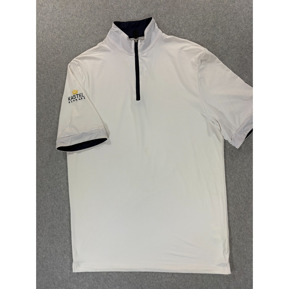 Kastel Denmark 1/4 Zip Stitched Logo Short Sleeve Shirt (Women's XL) White